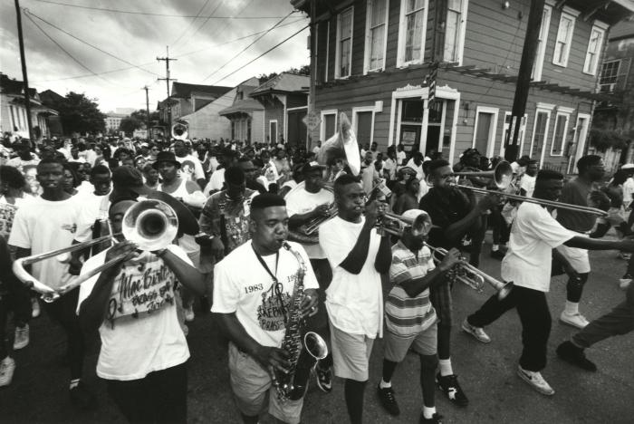 Little Rascals Brass Band at the 10th Anniversary Parade of the Rebirth Brass Band, 1993, New Orleans. Photographer: John McCusker. Hogan Jazz Archive Photography Collection
