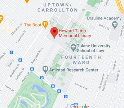 Map of Tulane and Howard-Tilton Memorial Library