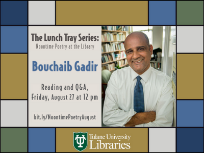 The Lunch Tray Series graphic and a headshot of Bouchaib Gadir