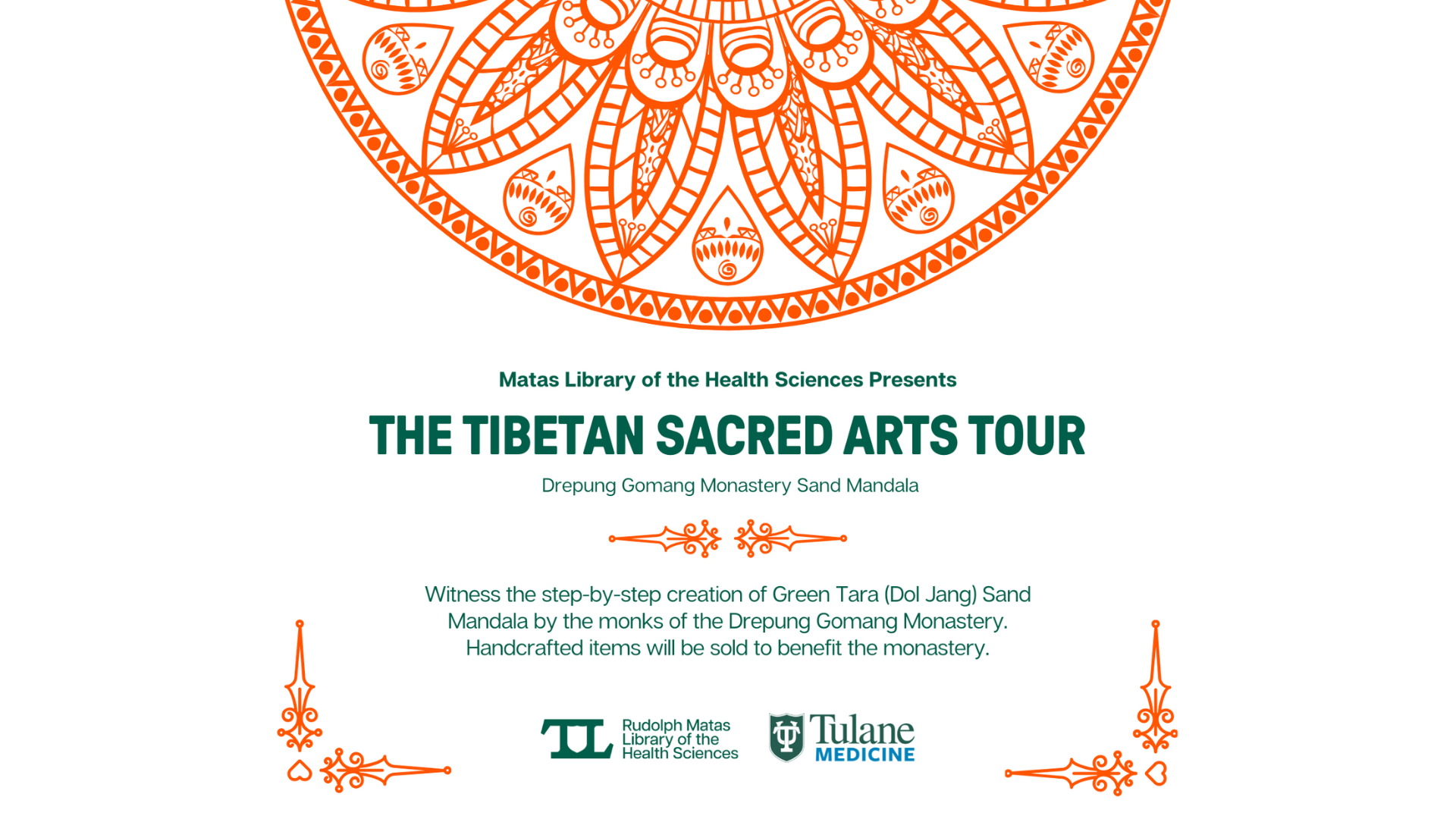 Tibetan Sacred Arts Tour Returns to Tulane with Green Tara Sand