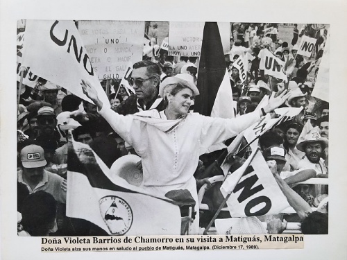 Former President of Nicaragua Violeta Barrios de Chamorro campaigning in 1989, Chamorro Barrios Family Papers.