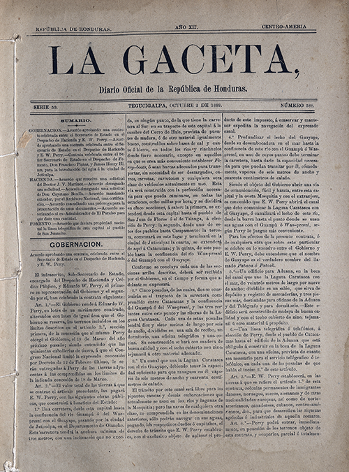 1889 issue of La Gaceta, Diario Official de la República de Honduras, Rare Newspaper Collection.