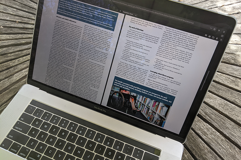 Laptop showing an article on screen