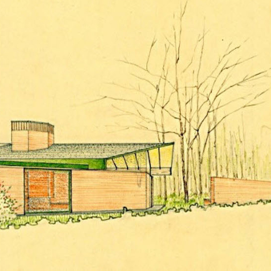 Drawing by New Orleans modernist architect, Albert Charles Ledner 