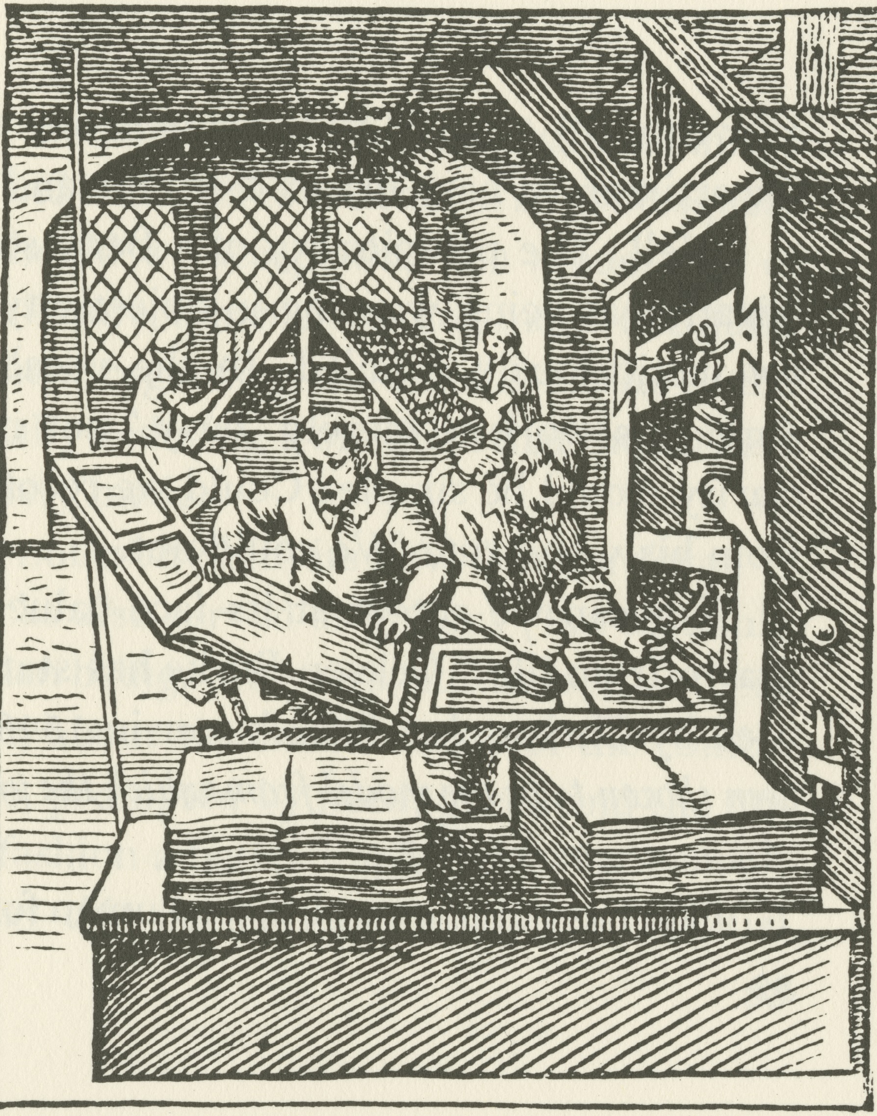 Print illustration of a rare printing press