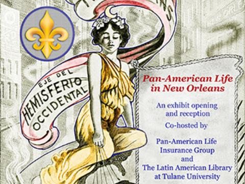 Poster advertising the exhibit opening of Pan-American Life in New Orleans