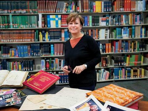 Hortensia Calvo is the Doris Stone Librarian and director of the Latin American Library. The library has recently acquired the Chamorro Barrios Family Papers and will make these documents of a prominent Nicaraguan family available to scholars later this year. (Photo by Sally Asher)