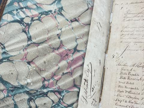 Marbled endpaper from “The New Orleans ledger book, 1831-1870 (LaRC-794).”