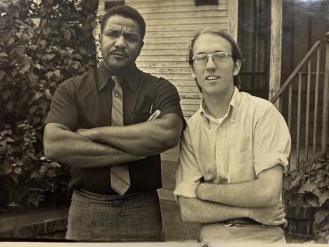 Photograph of Tad Jones with Huey “Piano” Smith, 1973 by Vinnie Grosso, Tad Jones papers HJA-056, Tulane University Special Collections.