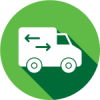 interlibrary loan icon of a truck with arrows