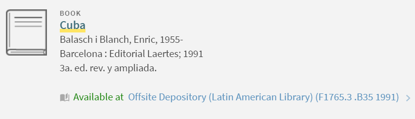 Offsite Depository (Latin American Library)